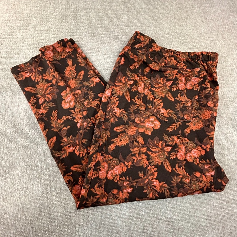 Isaac Mizrahi Live Pants Womens 30W Multicolor Floral Cotton Stretch High Rise